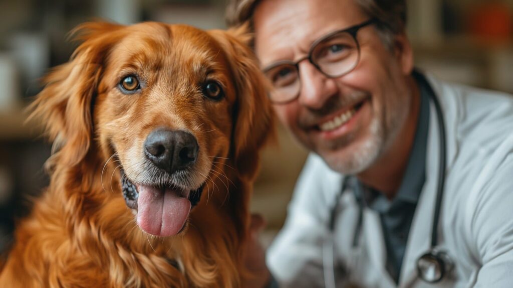 ai generated, veterinarian, golden retriever